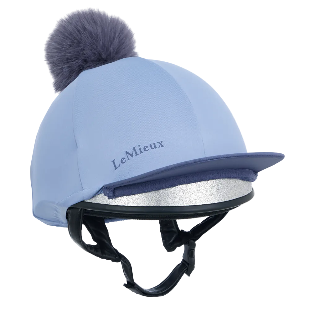 IT08524 LeMieux Classique Pom Hat Silk Helmet Cover - Powder Blue