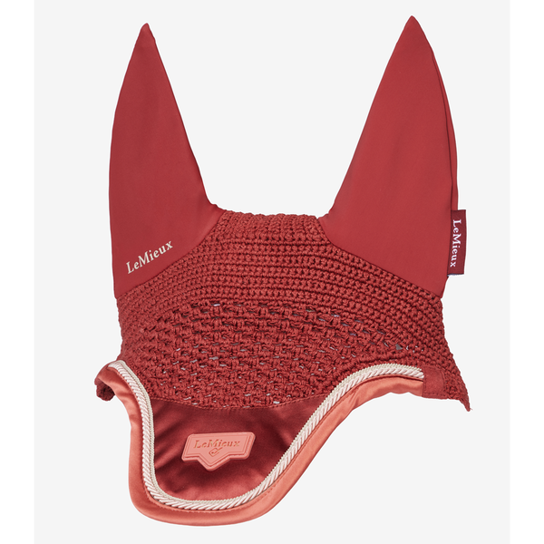 IT09185 LeMieux Loire Satin Fly Veil Hood Lycra Bonnet - Russet