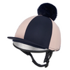 IT09522 LeMieux Harlequin 2 Tone Pom Hat Silk Helmet Cover - Navy / Petal