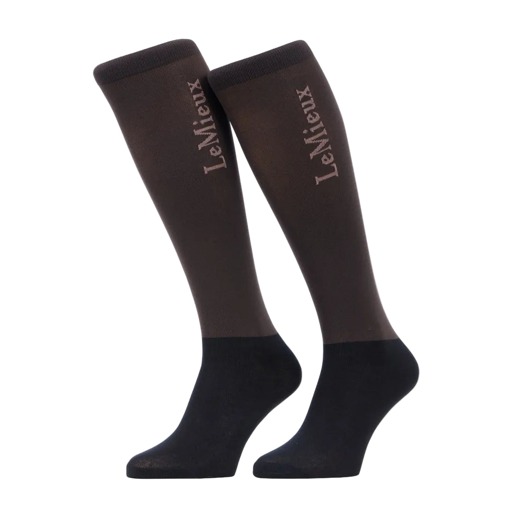 IT09572 LeMieux Competition Logo 2 Pack Socks - Cocoa