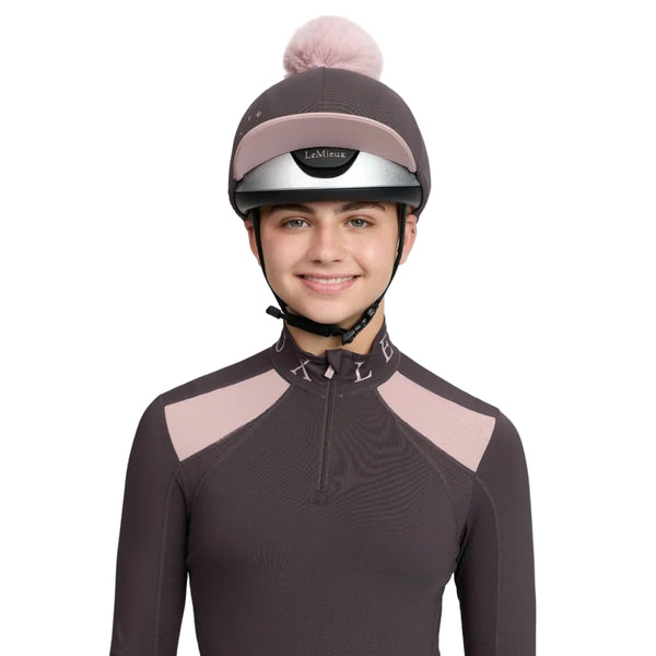 IT09813 LeMieux Classique Pom Hat Silk Helmet Cover - Cocoa