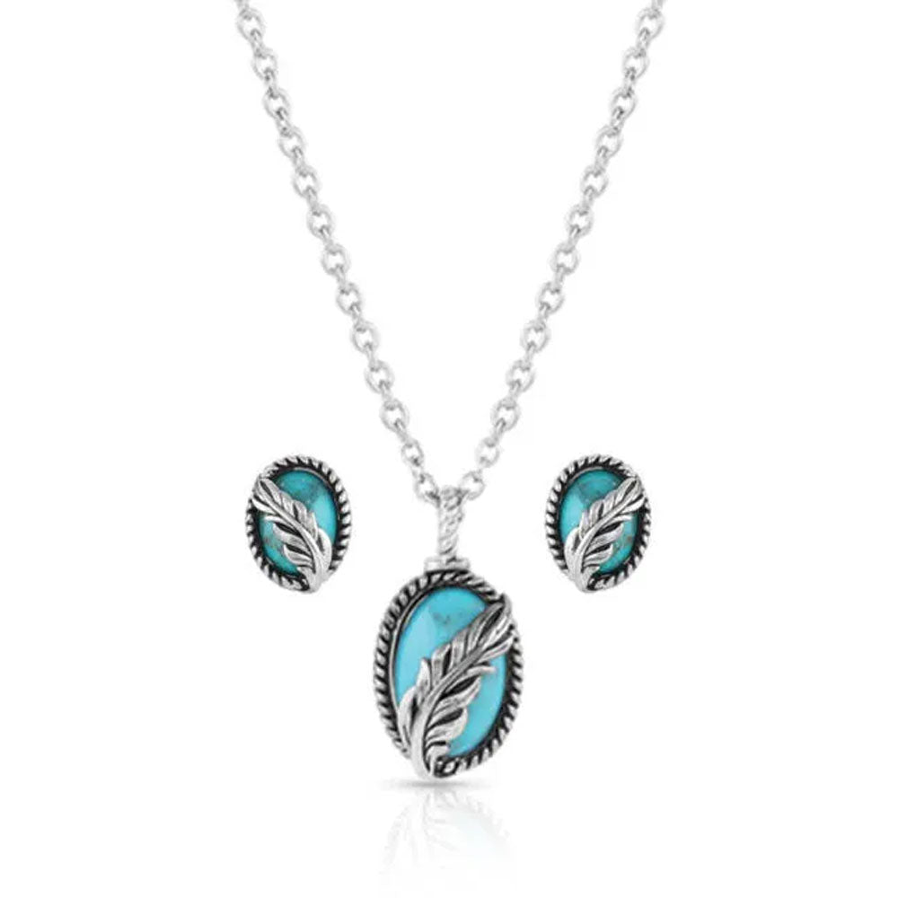 JS5375 Montana Silversmiths World's Feather Turquoise Jewelry Set