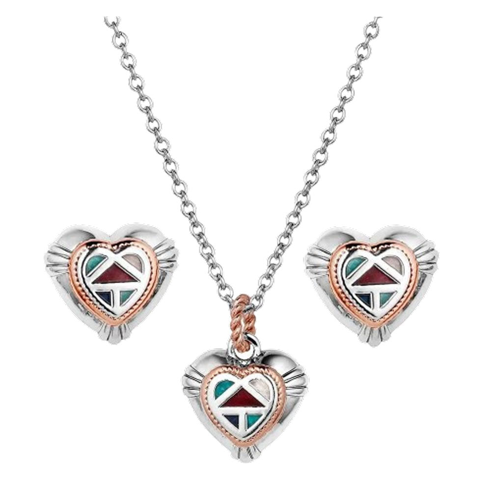 JS5819 Montana Silversmiths Western Mosaic Heart Jewelry Set