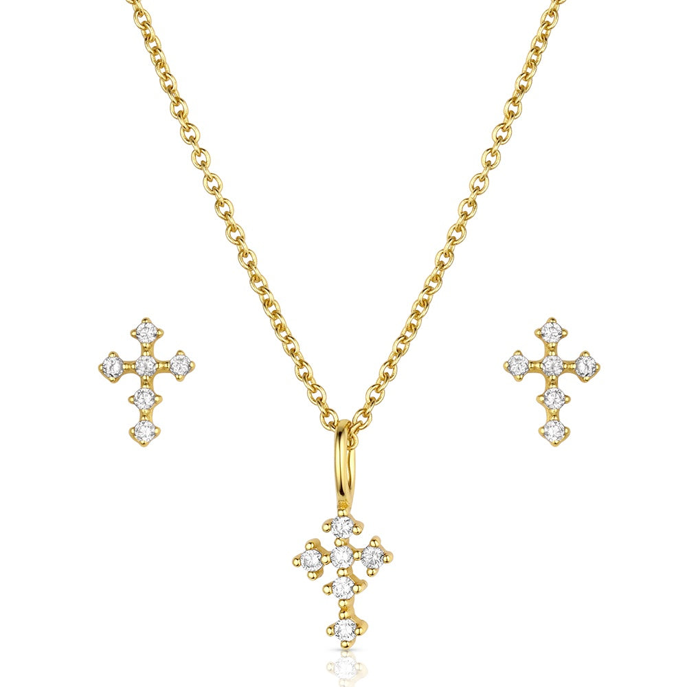 JS6621 Montana Silversmiths Mighty Golden Cross Jewelry Set
