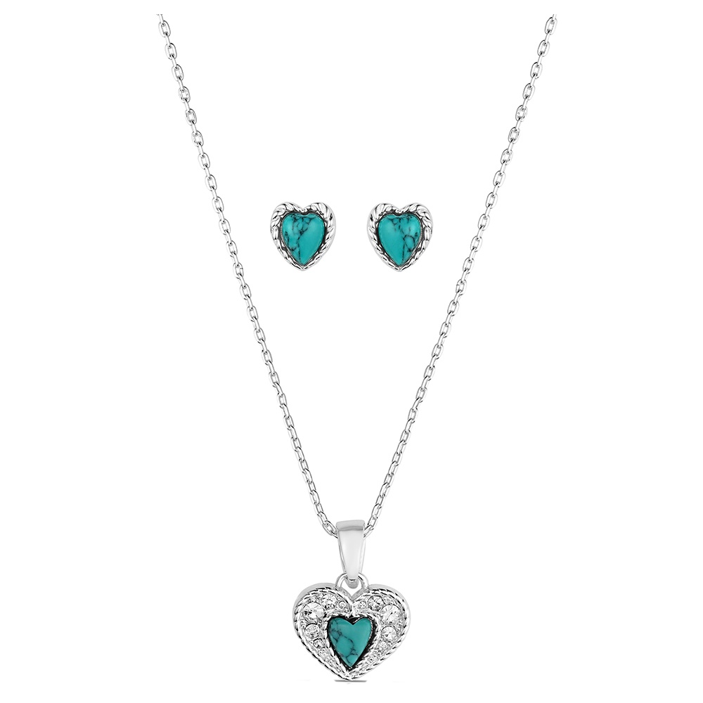 JS6698 Montana Silversmiths Cherished Heart Turquoise Jewelry Set