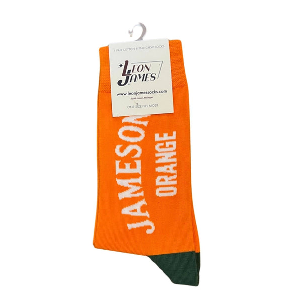 Leon James Jameson Solid Orange Crew Socks - Made in USA