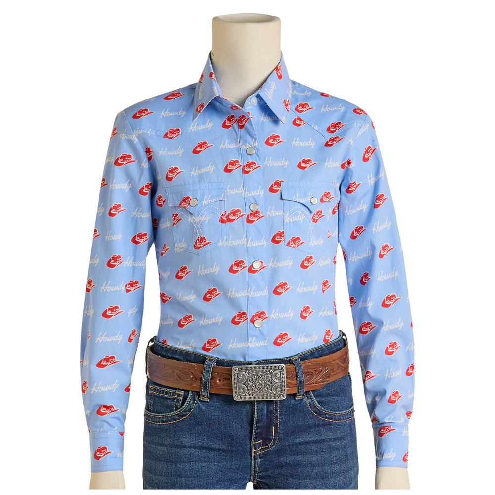 LGN2S09283 Panhandle Slim Girls' Long Sleeve Western Snap Shirt - Powder Blue