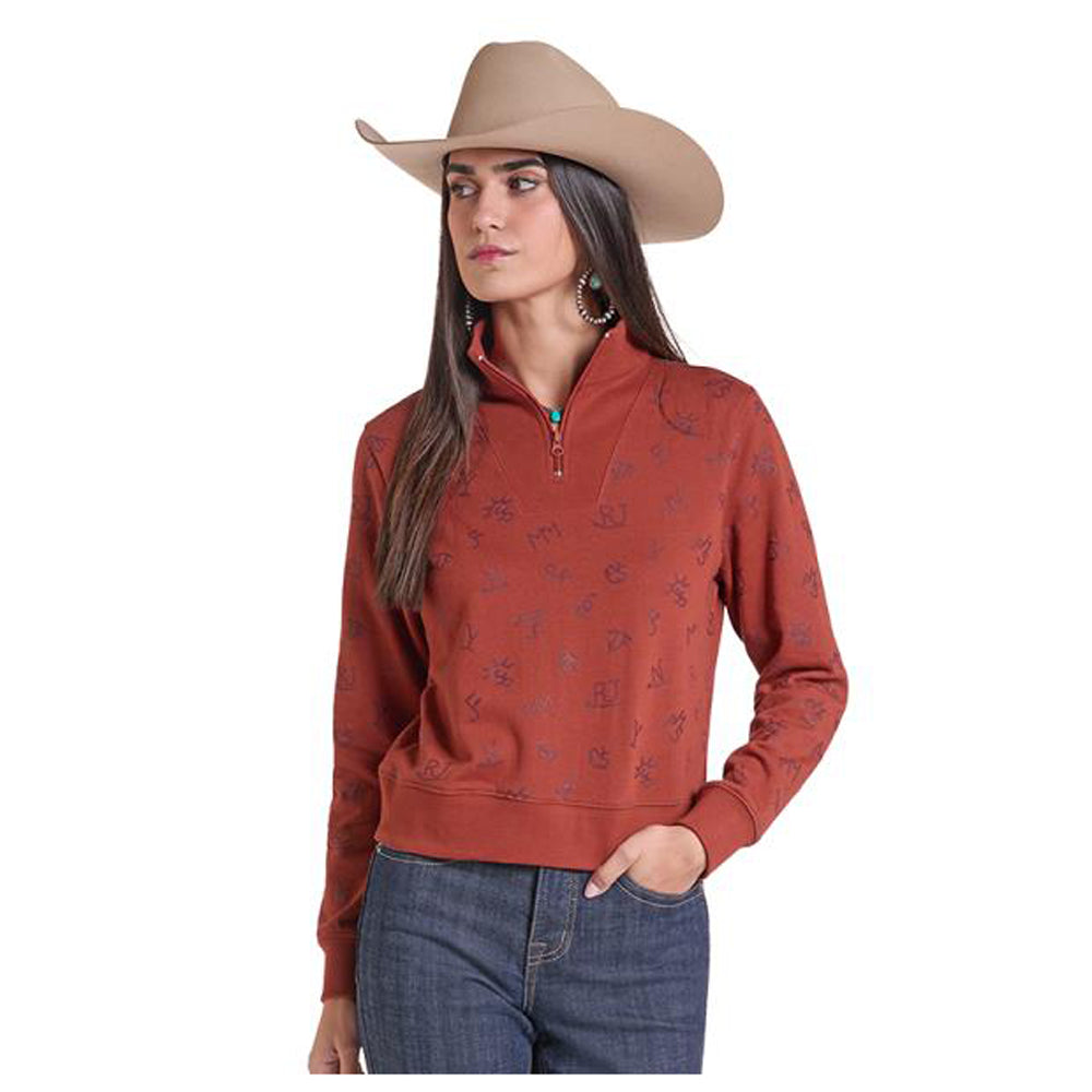 LW91T09680 Panhandle Slim Women's Ranch Brand Long Sleeve Pullover - Rose/Mauve