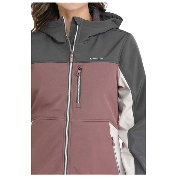 MAJ9844003 Cinch Women's Color Block Bonded Hooded Jacket - Grey, Mauve & White