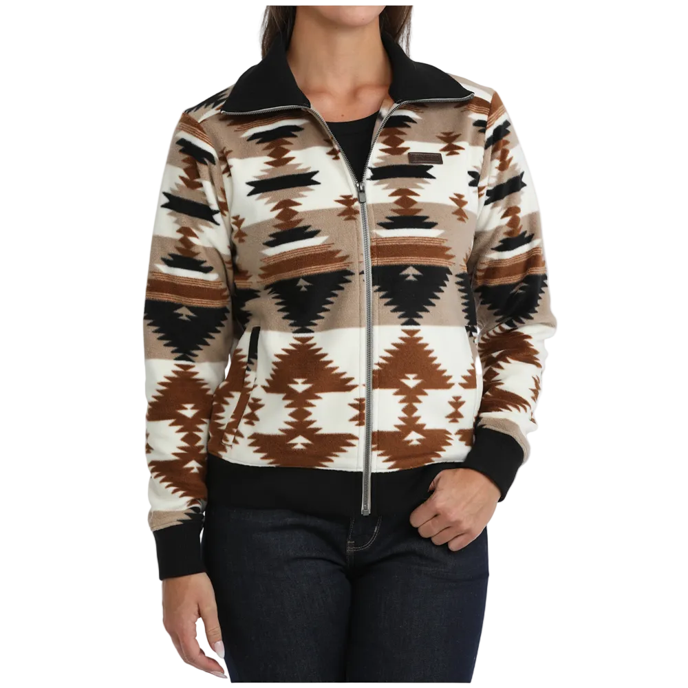 MAJ9919003 Cinch Women's Polar Fleece Sweater Jacket - Khaki Print