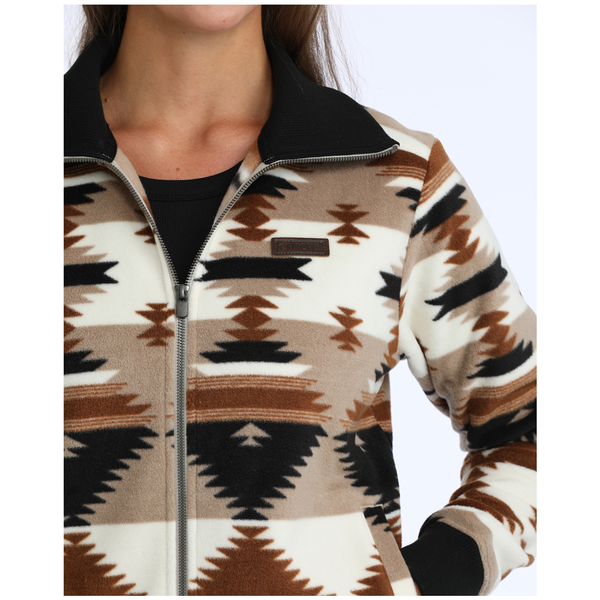 MAJ9919003 Cinch Women's Polar Fleece Sweater Jacket - Khaki Print