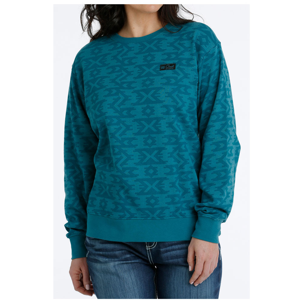 MAK7905001 Cinch Women's Long Sleeve Pullover Sweatshirt -Teal
