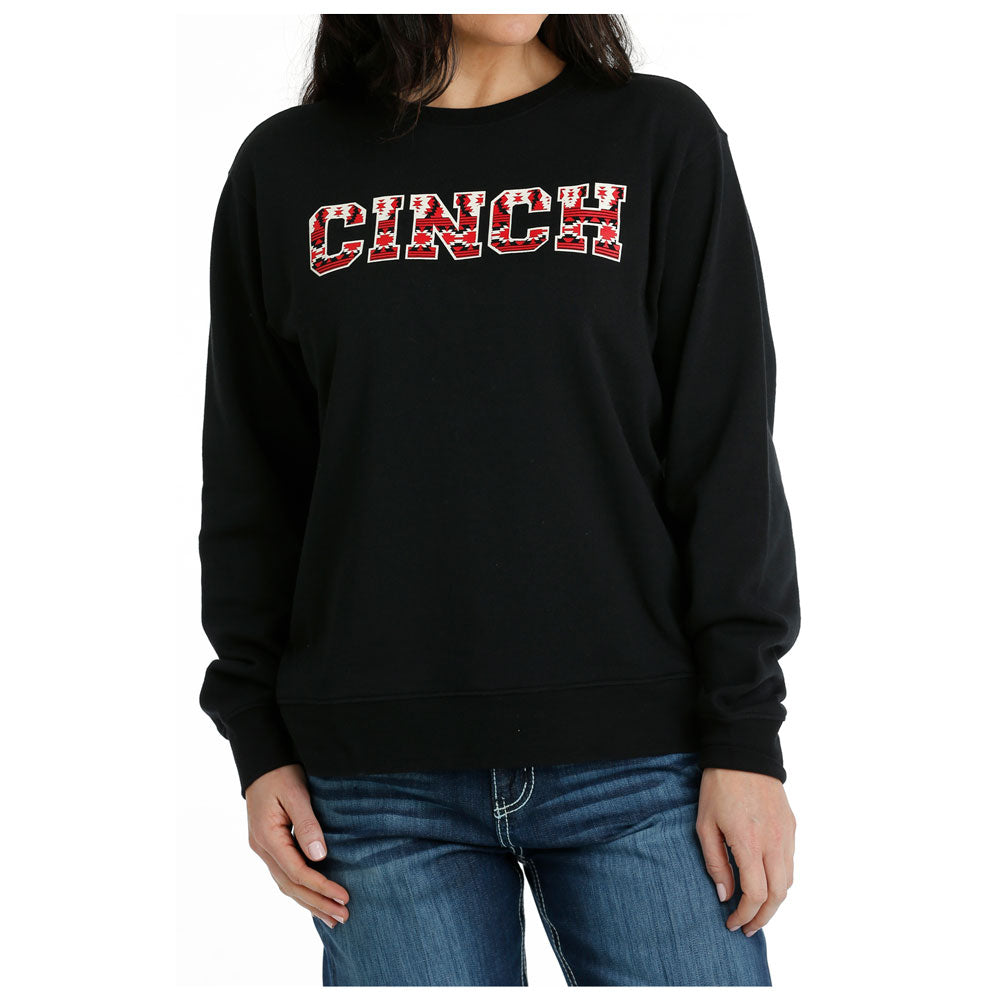 MAK7905002 Cinch Women's Fleece Pullover Logo Sweatshirt Black
