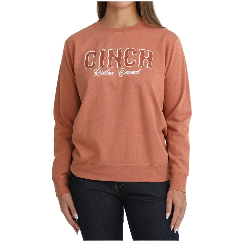 MAK7905008 Cinch Women's Long Sleeve Logo Sweatshirt - Orange