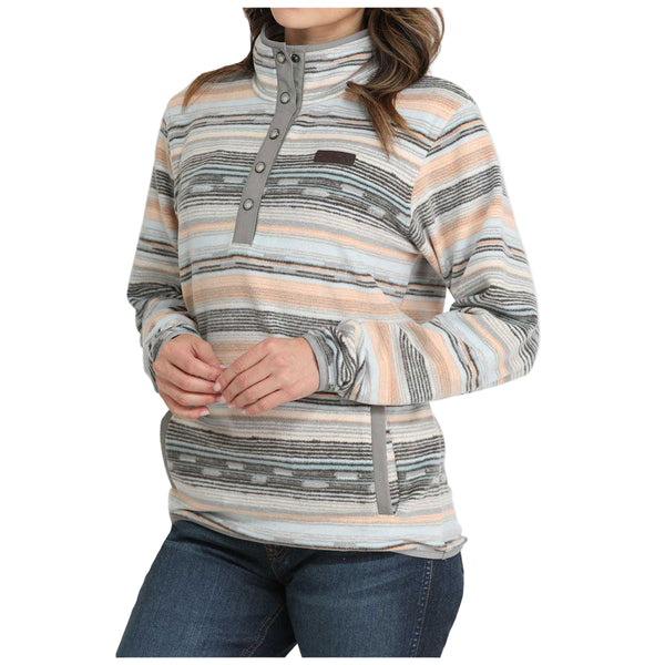 MAK9909004 Cinch Women's 1/4 Snap Fleece Long Sleeve Pullover - Multicolor