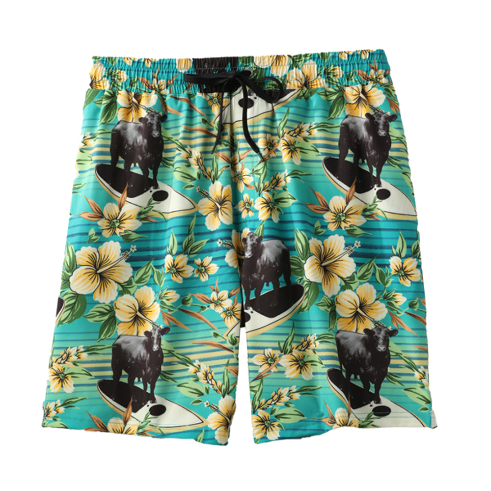 MB58135010 Cinch Men's Swim Trunks - Teal Surfing Cows Print