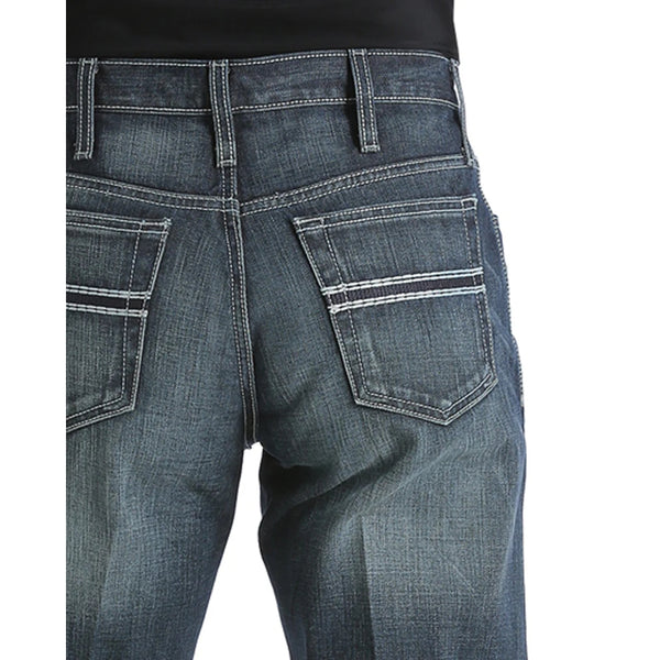 MB92834019 Cinch Men's White Label Relaxed Fit Dark Stonewash Rigid Jeans