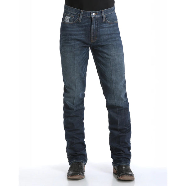 MB98034006 Cinch Men's Silver Label Mid Rise Straight Leg Dark Stonewash Performance Jeans