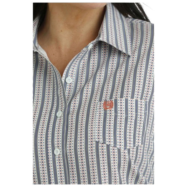 MSW9163021 Cinch Women's Long Sleeve ArenaFlex Button Shirt - Multicolor Stripe