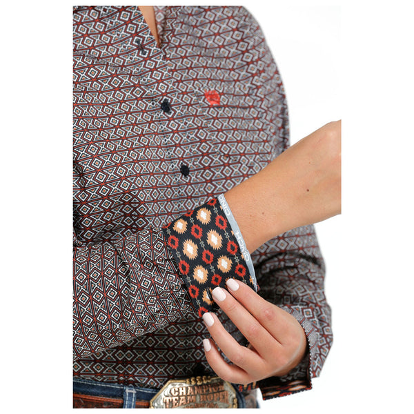 MSW9164207 Cinch Women's Long Sleeve Western Button Shirt -  Southwest Diamond