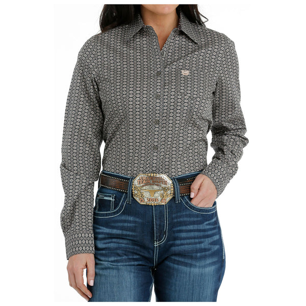 MSW9164212 Cinch Women's Long Sleeve Buttondown Western Shirt - Grey Print