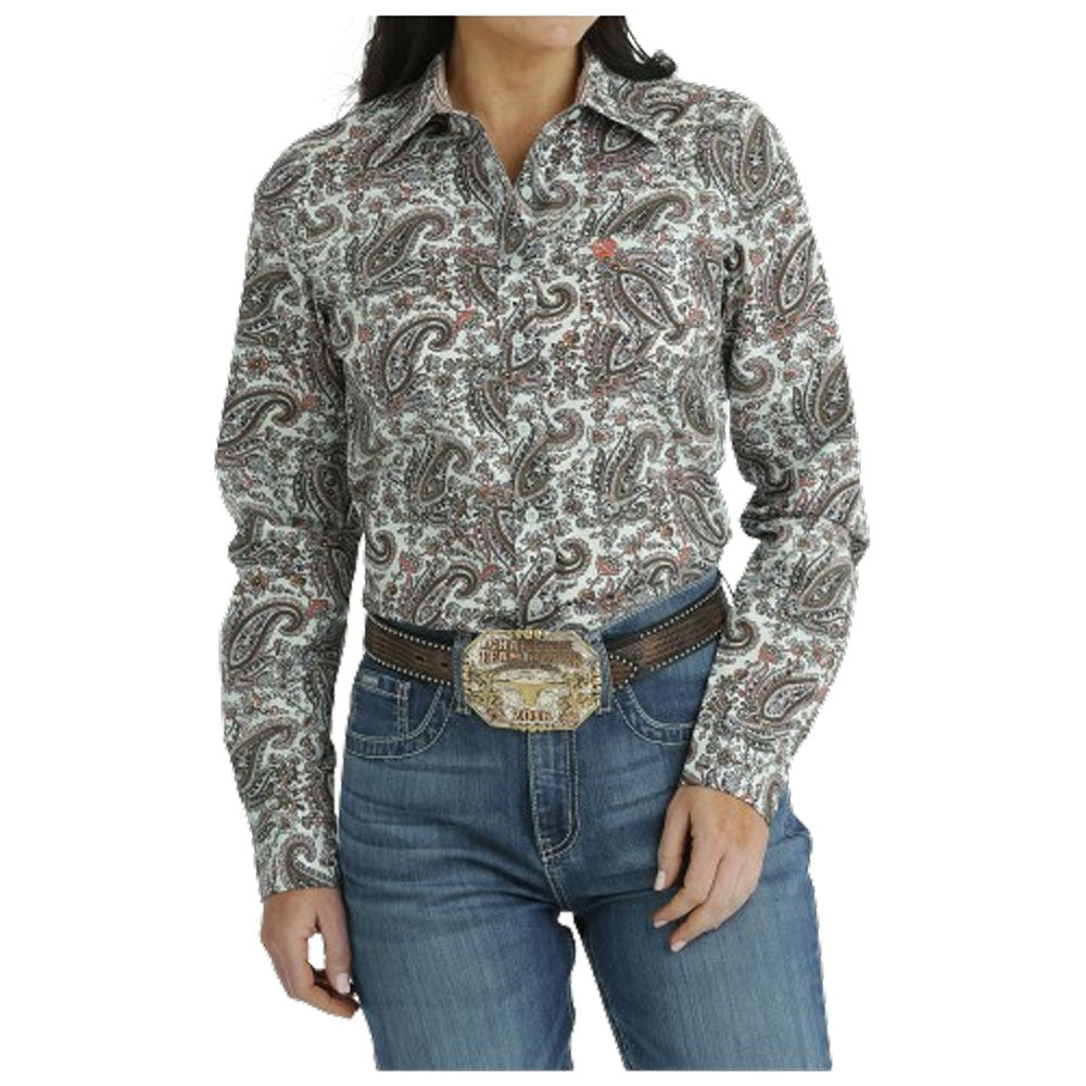 MSW9164218 Cinch Women's Long Sleeve Button Shirt - Light Blue Paisley