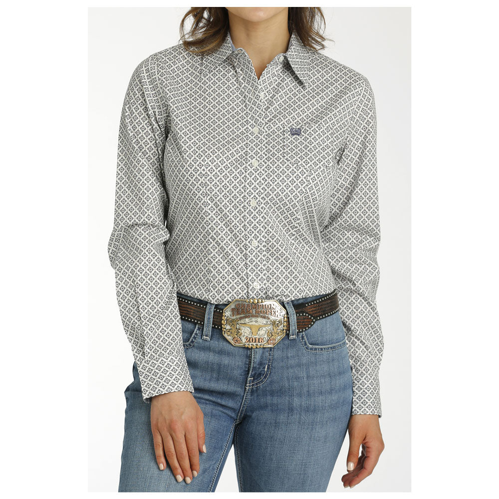 MSW9164220 Cinch Women's Long Sleeve Western Button Shirt - Cream Print
