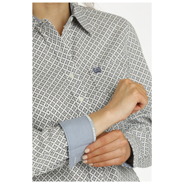 MSW9164220 Cinch Women's Long Sleeve Western Button Shirt - Cream Print