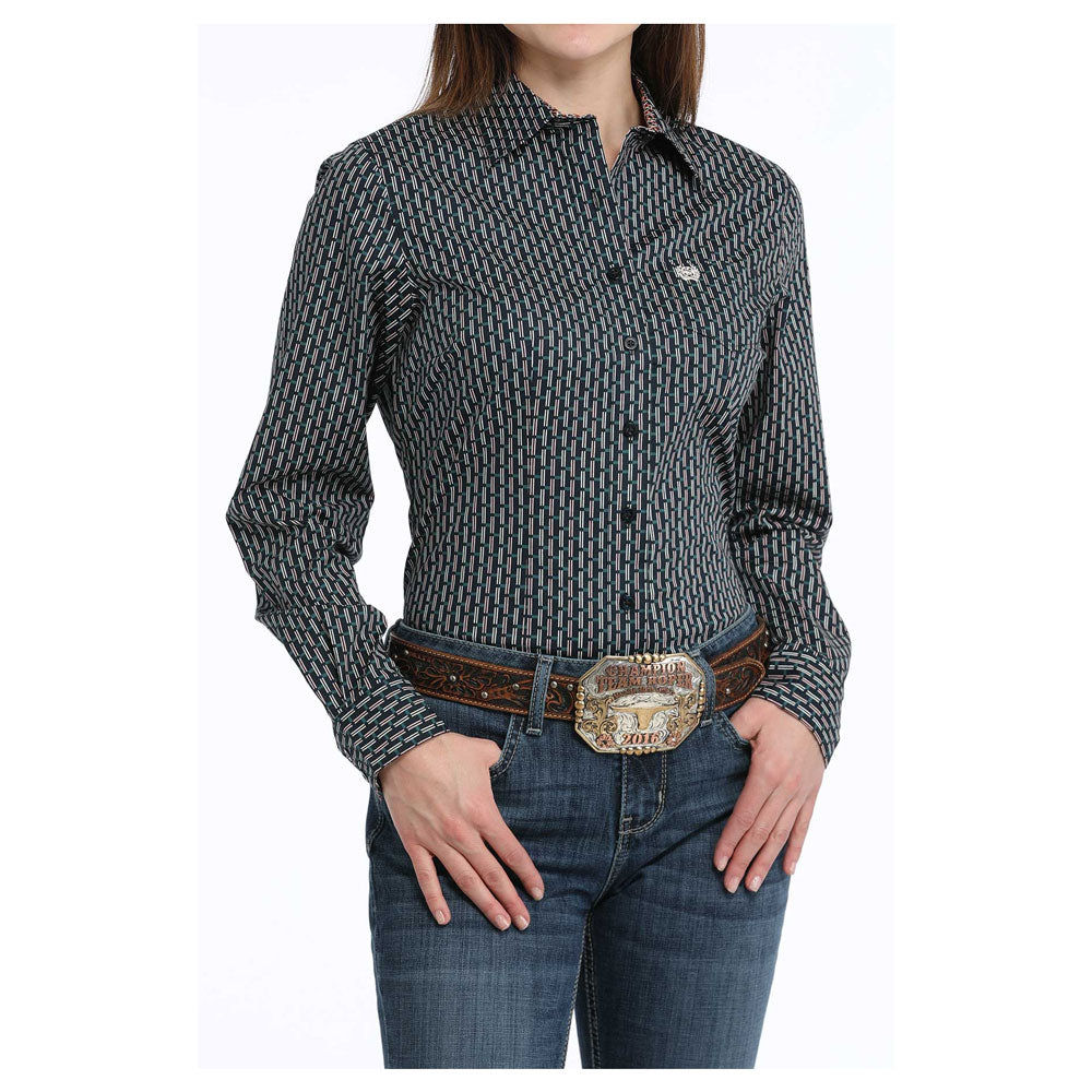 MSW9164236  Cinch Women's Long Sleeve Button Up Western Shirt - Navy Print