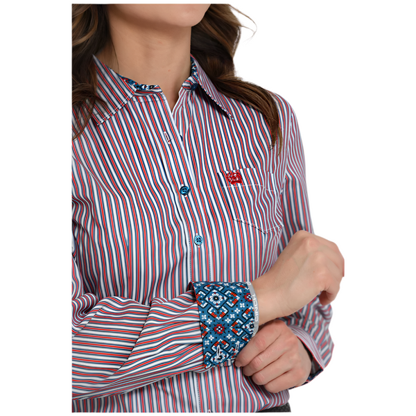 MSW9164249 Cinch Women's Long Sleeve Western Button Up Shirt - Multicolor Stripe