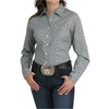 MSW9164252 Cinch Women's Long Sleeve Button Up Western Shirt - White & Blue Medallion Print