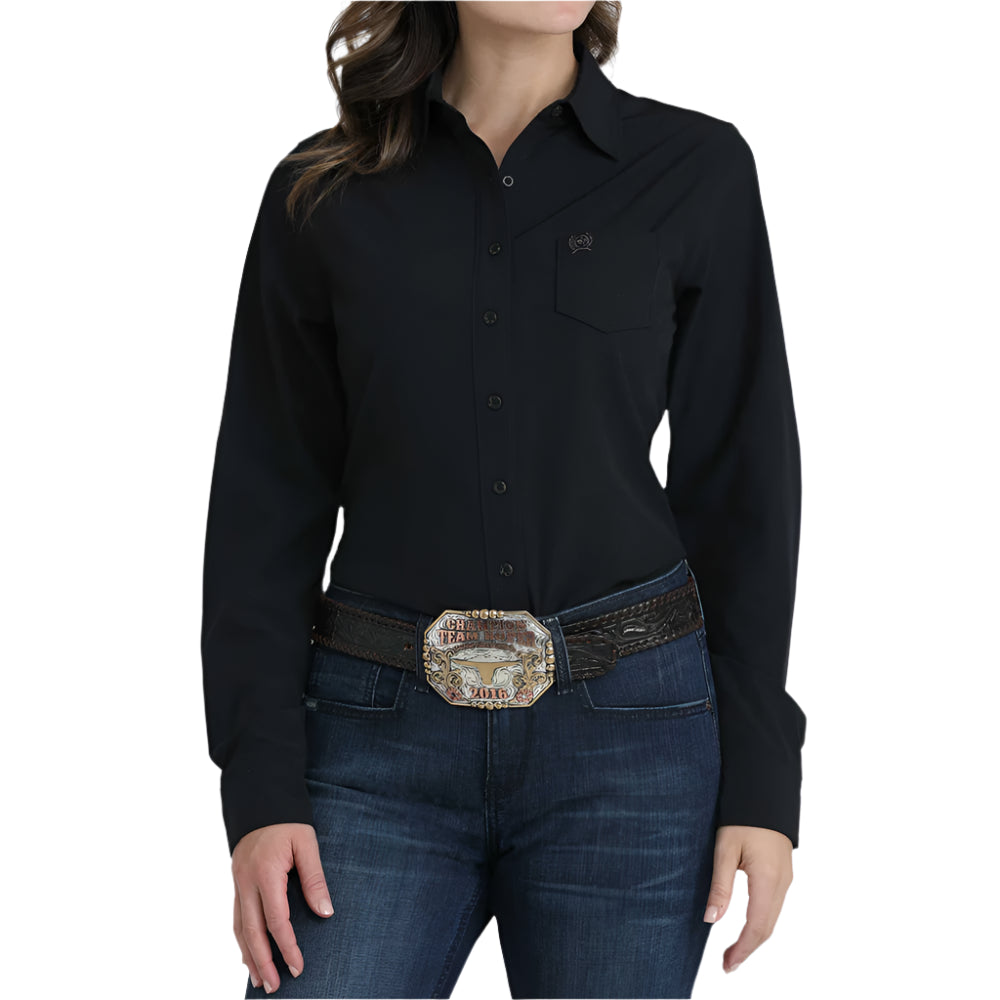 MSW9164253 Cinch Women's Long Sleeve Button Up Western Shirt - Solid Black