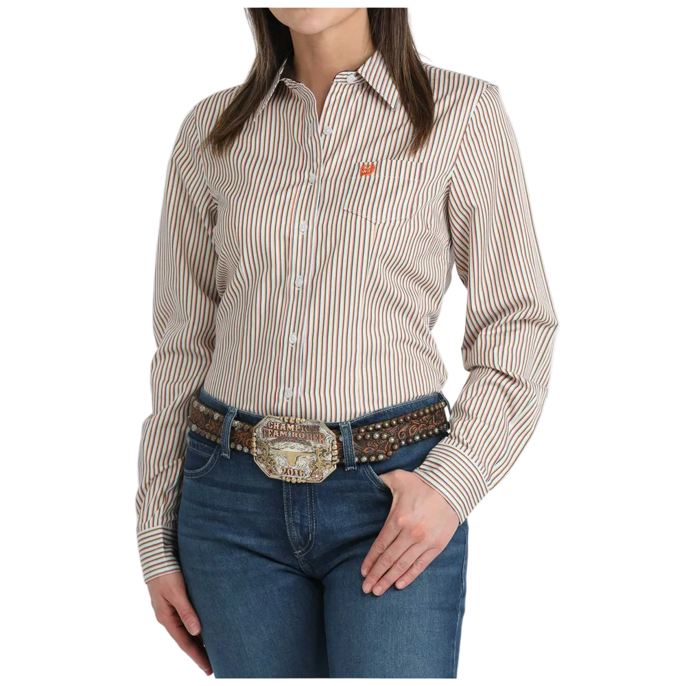 MSW9164266 Cinch Women's Long Sleeve Western Button Up Shirt - Multicolor Stripe