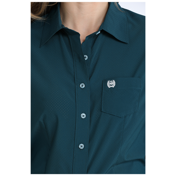 MSW9164272 Cinch Women's Long Sleeve Button Up ArenaFlex Western Shirt - Dark Teal