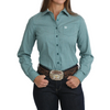 MSW9164276 Cinch Women's Long Sleeve Western Button Up Shirt - Teal Print