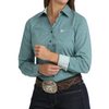 MSW9164276 Cinch Women's Long Sleeve Western Button Up Shirt - Teal Print