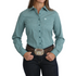 MSW9164276 Cinch Women's Long Sleeve Western Button Up Shirt - Teal Print
