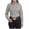 MSW9164282 Cinch Women's Long Sleeve Button Up Western Shirt - White with Stripes