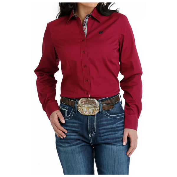 MSW9165041 Cinch Women's Long Sleeve Burgundy Buttondown Western Shirt