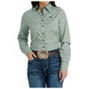 MSW9165043 Cinch Women's Long Sleeve Stripe Western Shirt - Green Print