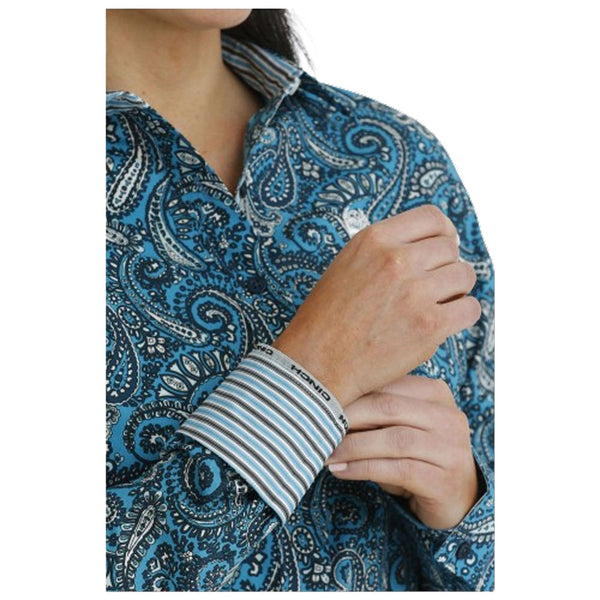 MSW9165045 Cinch Women's Long Sleeve Button Shirt - Blue Paisley