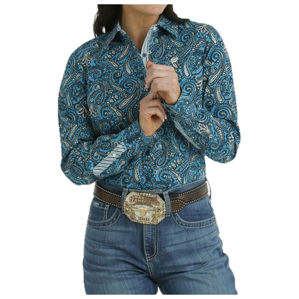 MSW9165045 Cinch Women's Long Sleeve Button Shirt - Blue Paisley