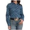MSW9165070 Cinch Women's Long Sleeve Western Button Up Shirt - Blue Print