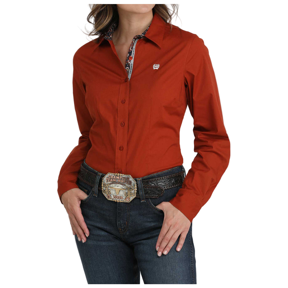 MSW9165073 Cinch Women's Long Sleeve Button Up Western Shirt - Rust