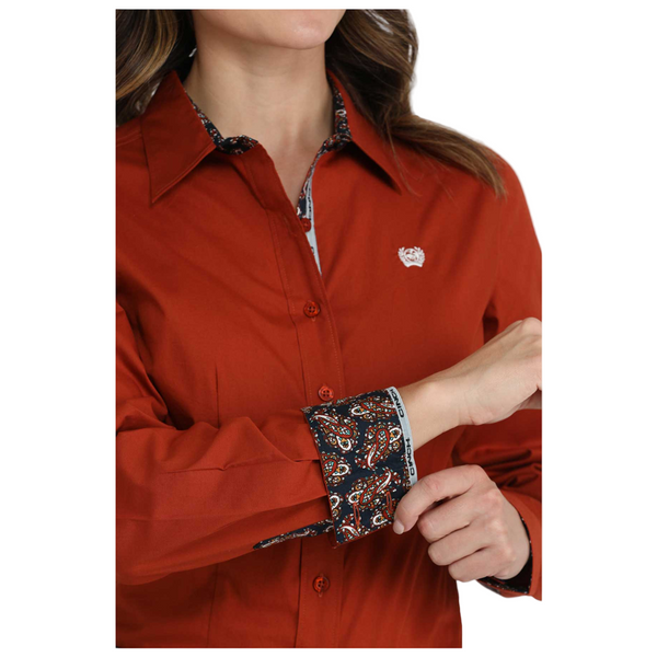 MSW9165073 Cinch Women's Long Sleeve Button Up Western Shirt - Rust