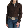 MSW9165086 Cinch Women's Long Sleeve Western Button Up Shirt - Solid Brown