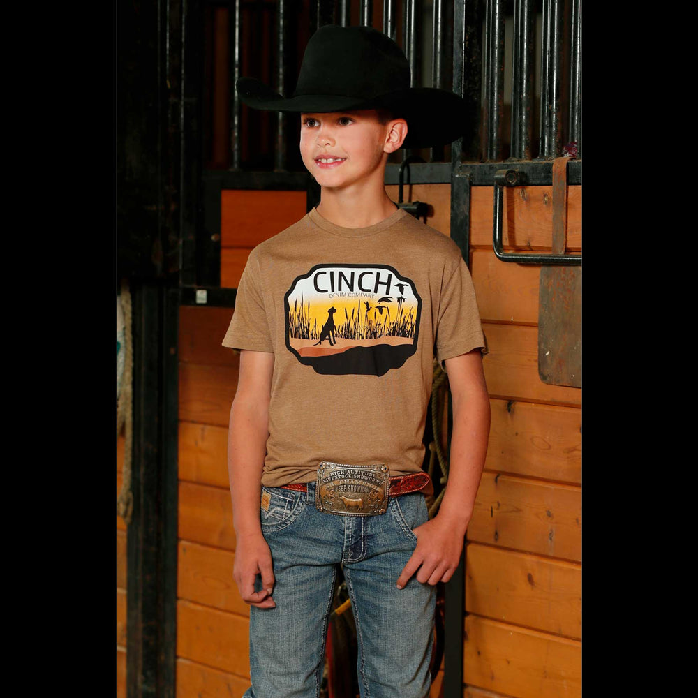 MTT7670167 Cinch Boys' Short Sleeve Graphic Tee - Brown