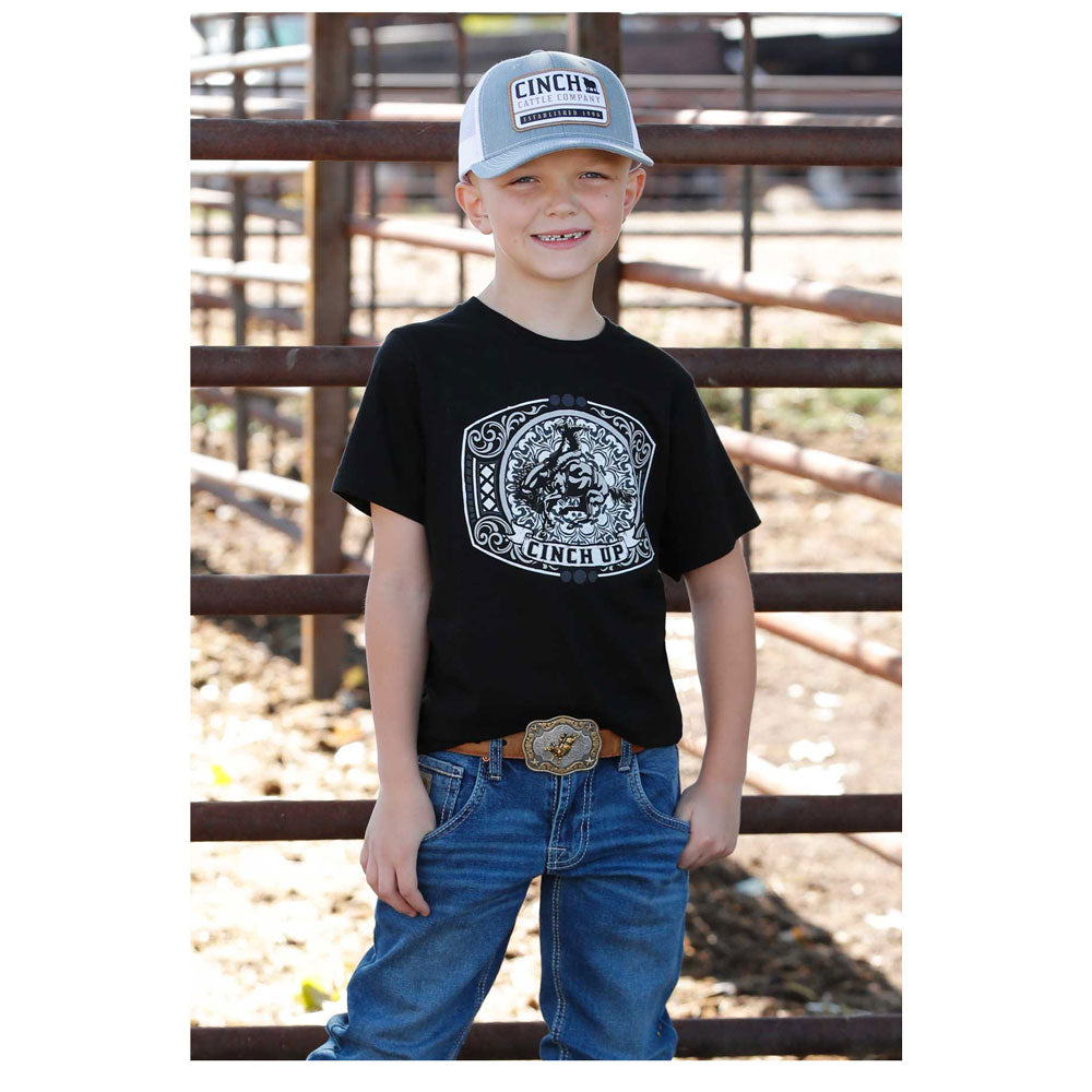 MTT7670170 Cinch Boys Short Sleeve Logo Shirt - Black