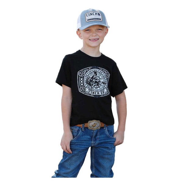 MTT7670170 Cinch Boys Short Sleeve Logo Shirt - Black