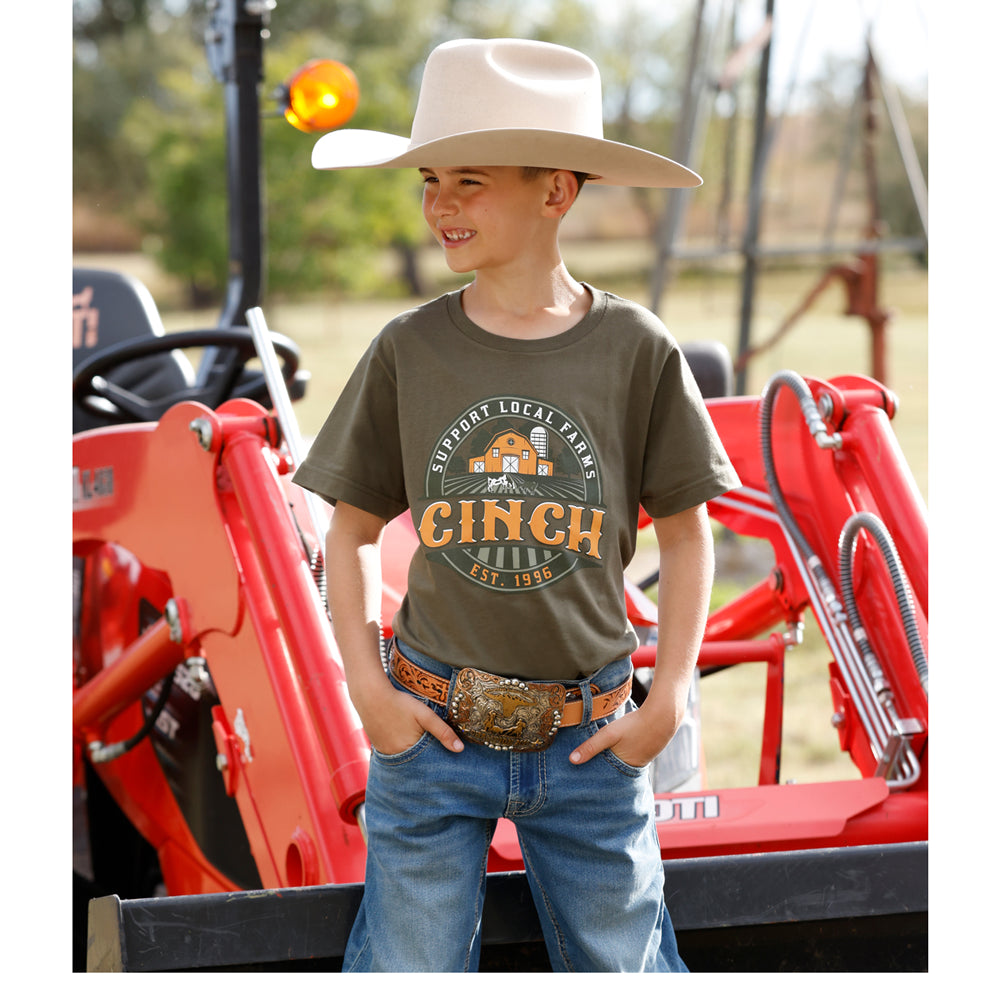 MTT7670185 Cinch Boys' Short Sleeve Logo Tee - Green